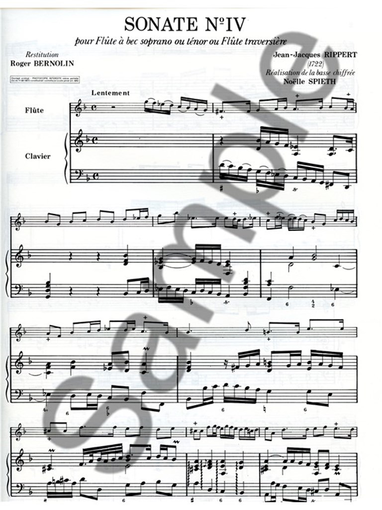 Rippert Bernolin Sonate No.4 Descant Recorder & BC